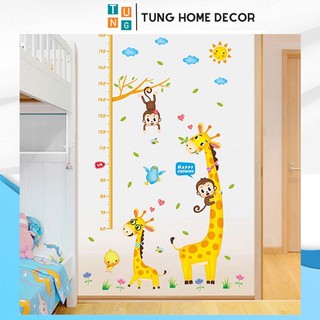 Decal trang trí phòng cho bé Thước đo 2 hươu- Tranh dán tường bé trai bé gái