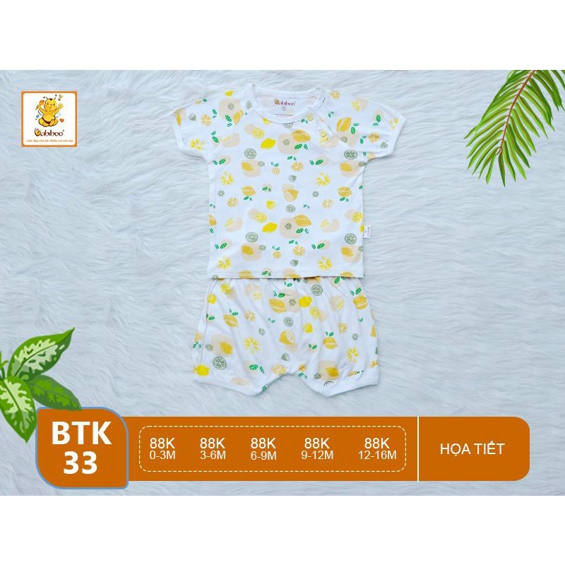 Bộ sơ sinh cộc tay Babiboo vải visco siêu mềm mại BTK33