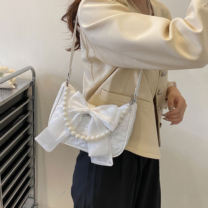 MISCHA Túi Đeo Vai Đính Nơ Phong Cách Phương Tây Thời Trang Cho Nữ