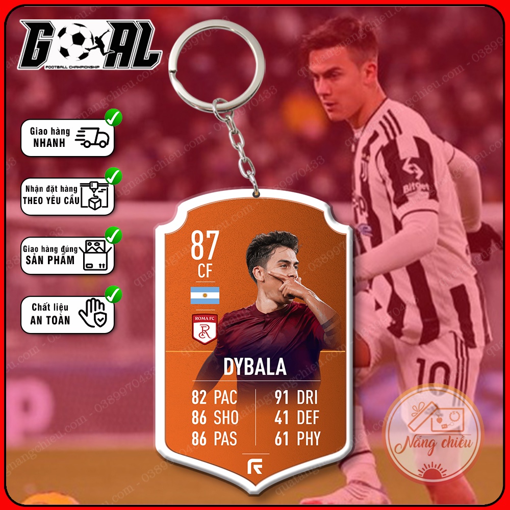 Cầu thủ bóng đá Paulo Dybala - Móc khóa bóng đá - cầu thủ được yêu thích CLB AS Roma[9037-9048]
