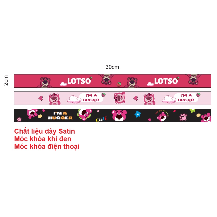 Dây móc khóa Gấu Dâu LOTSO, Dây móc khóa HUGGER