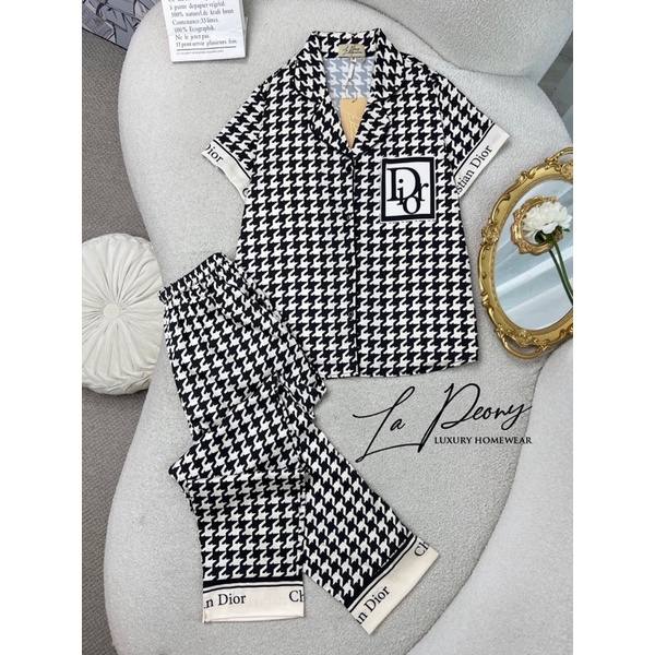 Bộ lụa hãng Lapeony áo dài / ngắn tay quần dài bộ mặc nhà đẹp bộ pijama cao cấp