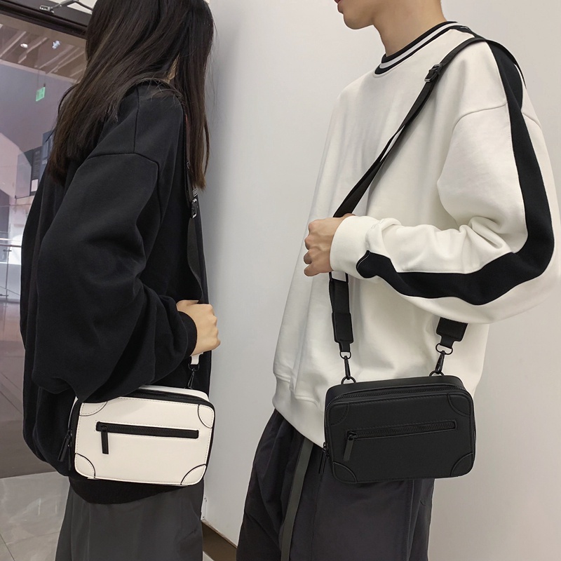 Túi da đeo chéo nam nữ unisex hình hộp chữ nhật chất liệu da PU