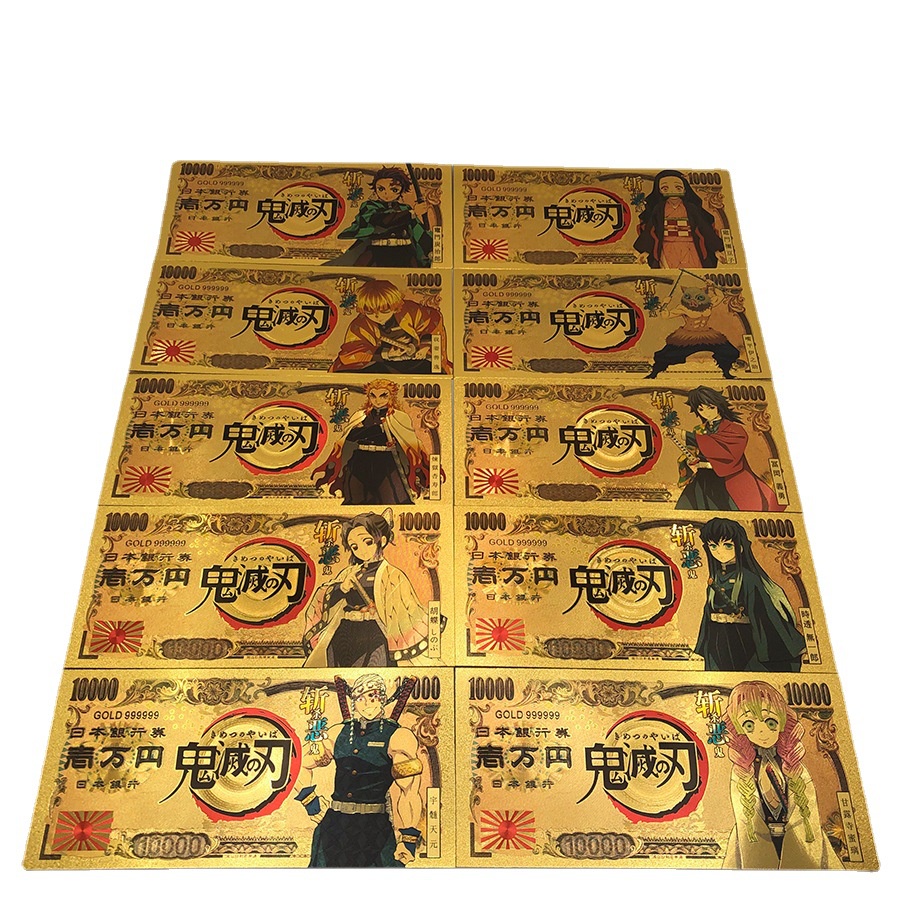 Tiền Sưu Tầm Anime Kimetsu No Yaiba - Tiền Giấy Kraft Vàng dày chống nước