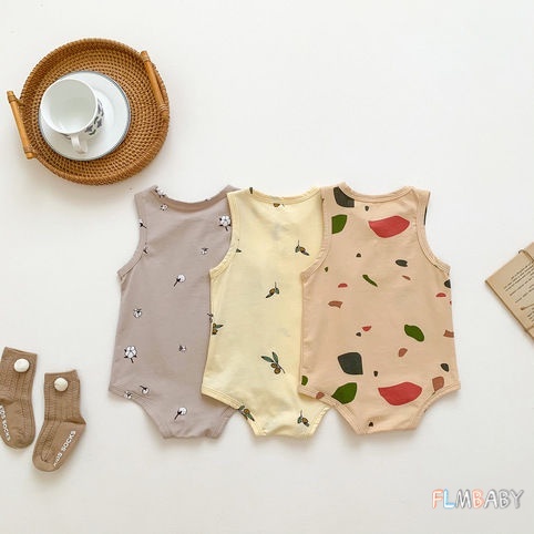 Bộ Áo Liền Quần Sát Nách Vải Cotton Thời Trang Mùa Hè Cho Bé Từ 0-2 Tuổi