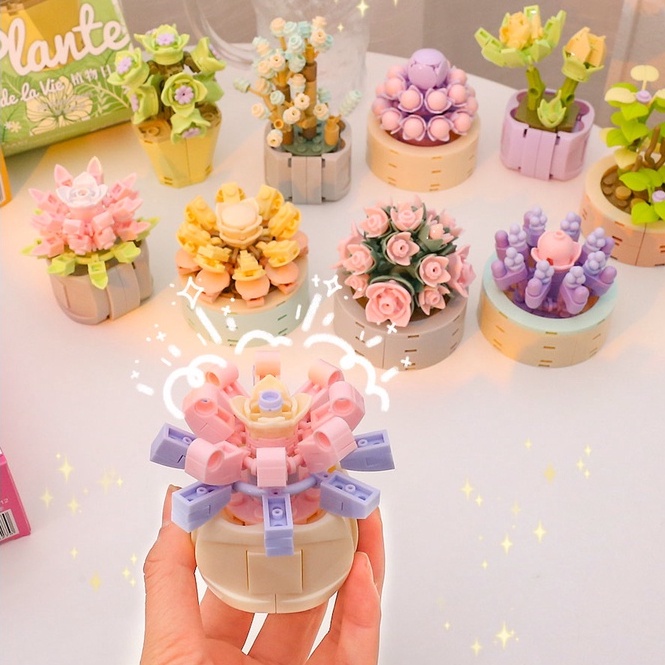 Bộ Đồ Chơi Lắp Ráp Đồ trang trí DIY AnAn Chậu Hoa Sen Đá cây mini cute đáng yêu dễ lắp