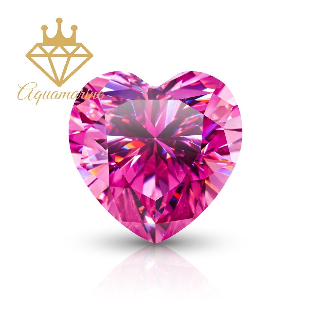 Kim cương nhân tạo Moissanite Heart màu hồng