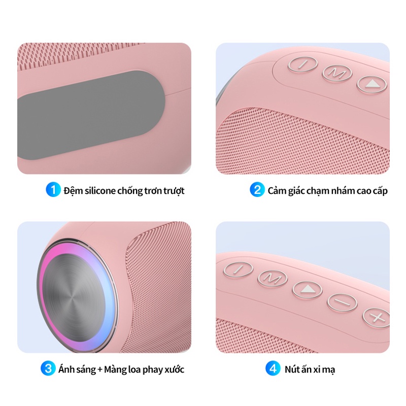Loa bluetooth không dây Mini Bass Mạnh Smart Âm thanh lập thể 360° Thời lượng sử dụng dài Ánh đèn cool ngầu đầy màu sắcT