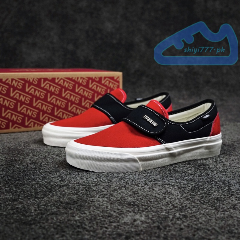 Giày Lười Vải canvas Phối Khóa Dán In Chữ Fear of Fog x Vans 47 V DX Cá Tính