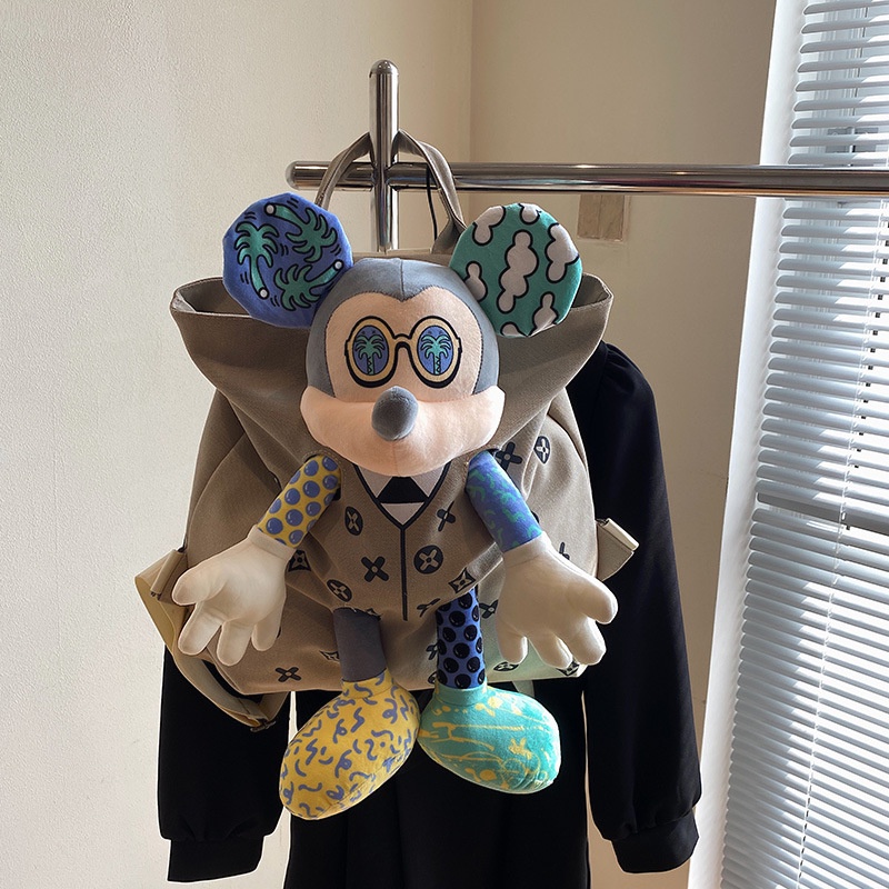 Balo Vải Canvas Cỡ Lớn In Hoạt Hình Búp Bê Phối Màu Tương Phản Dễ Thương Cho Mẹ Bỉm Sữa U020