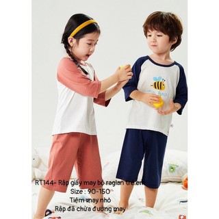RT144_Rập giấy may bộ lửng raglan trẻ em