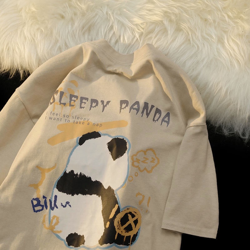 Áo Thun 100% Cotton Tay Ngắn Dáng Rộng Cổ Tròn In Họa Tiết Hoạt Hình Phong Cách Hàn Quốc Thời Trang Mùa Hè Cho Nữ