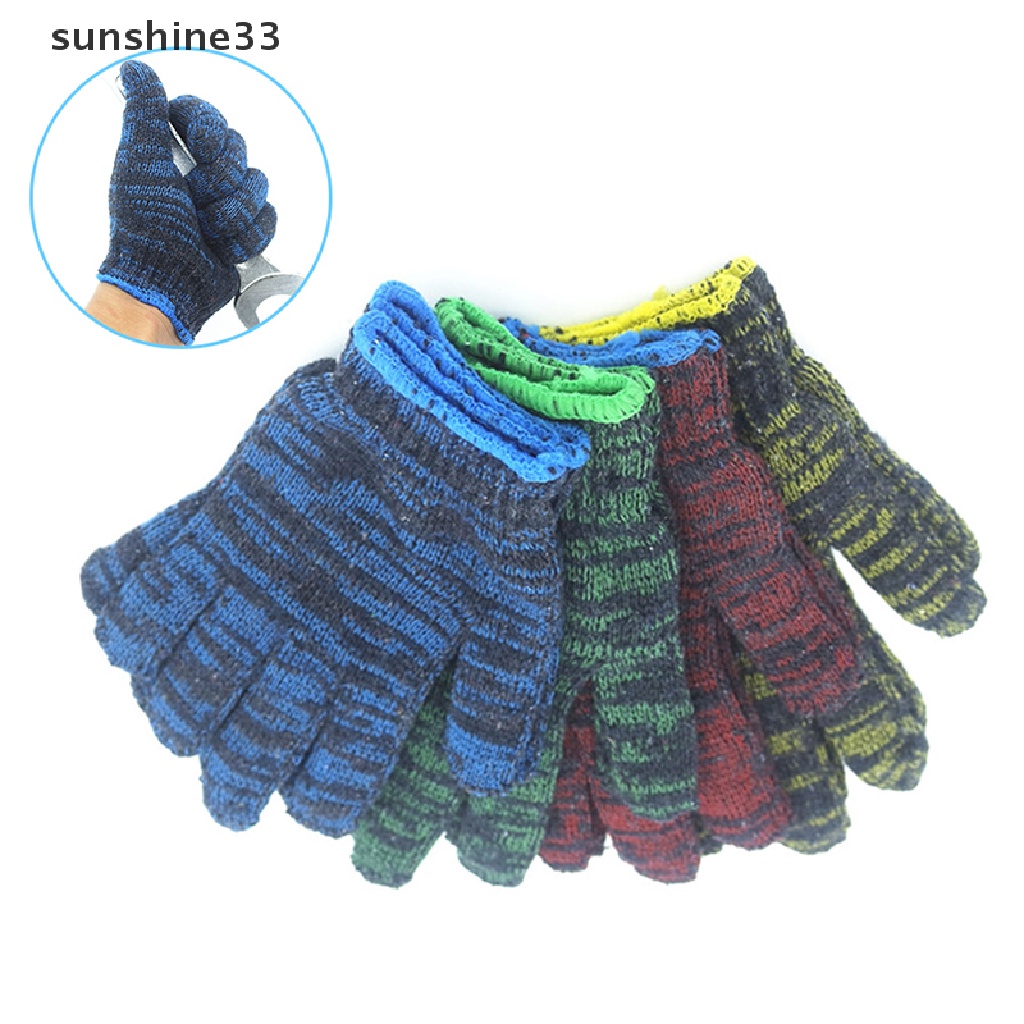 Bộ 12 Đôi Găng Tay Cotton Dày Dặn Chống Mài Mòn Bảo Vệ Lao Động