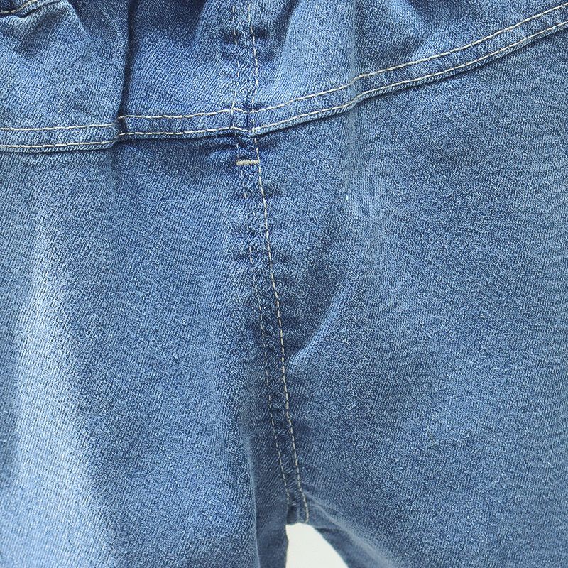 Quần Jeans Lưng Thun Phối Da Màu Trơn Dễ Thương Cho Bé Gái 0-4 Tuổi