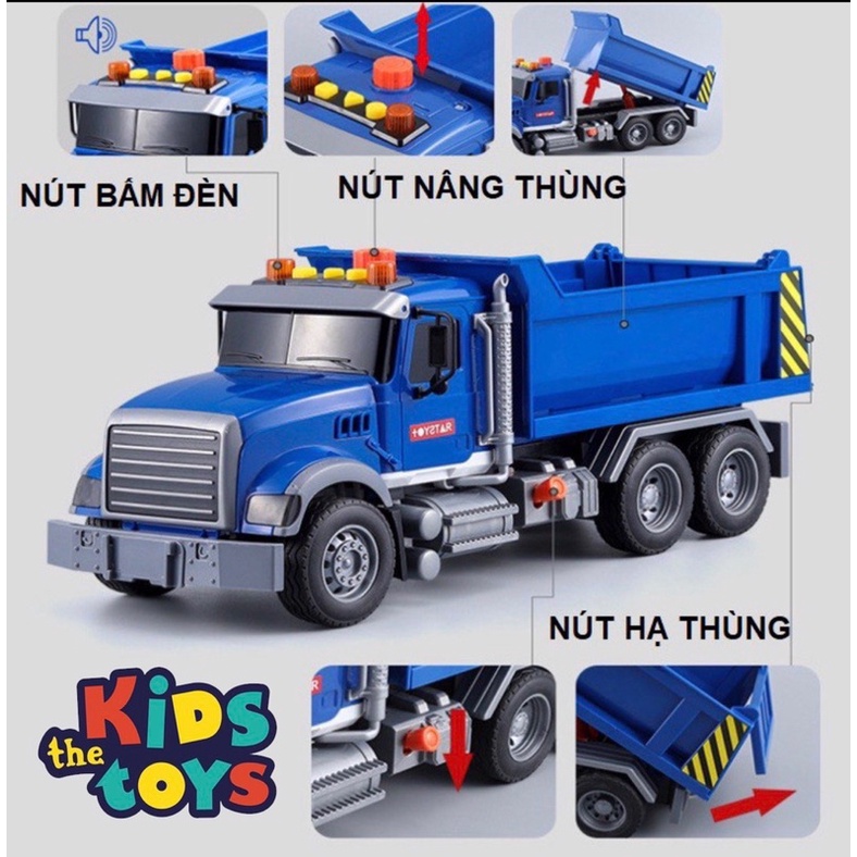 Xe Ben, xe Tải cao cấp Toystar màu xanh có nhạc, đèn loại to nhất