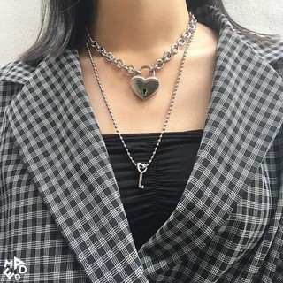 Heartlock necklace / dây chuyền ổ khoá trái tim kèm chìa khoá