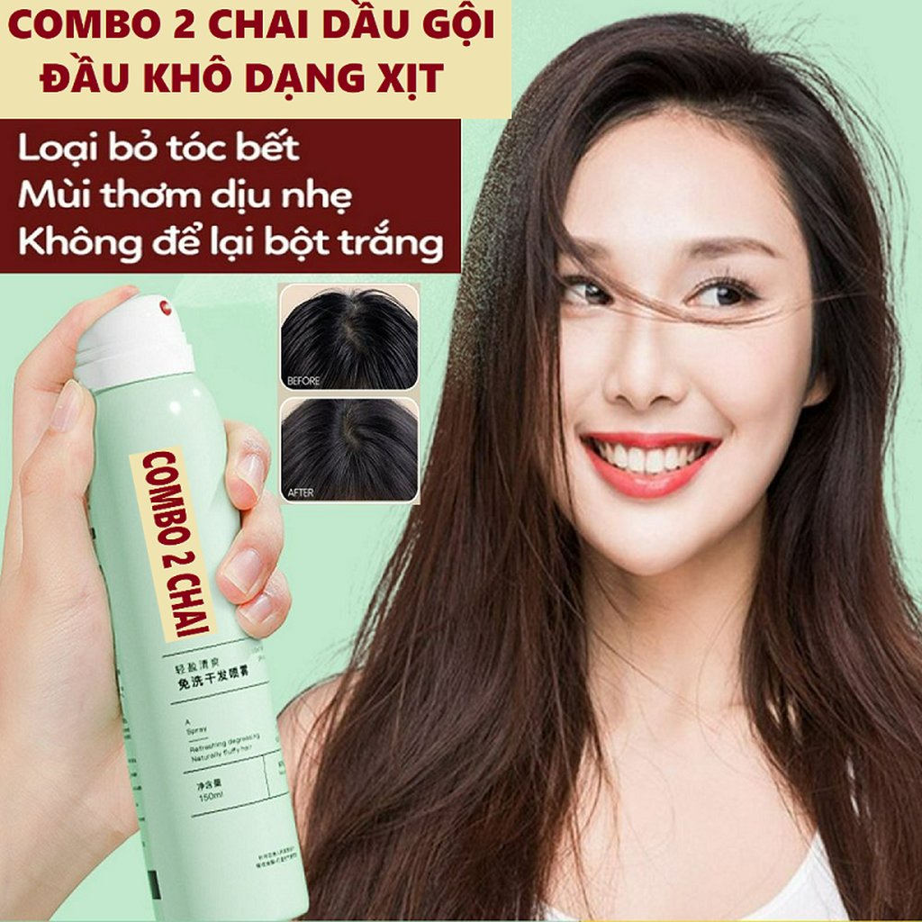 SET 2 Chai Xịt Gội Đầu Khô 3 Tầng Hương Thơm Siêu Hot Nội Địa Trung, Giúp Tóc Khô Ráo, Bồng Bềnh Kéo Dài 8 Tiếng