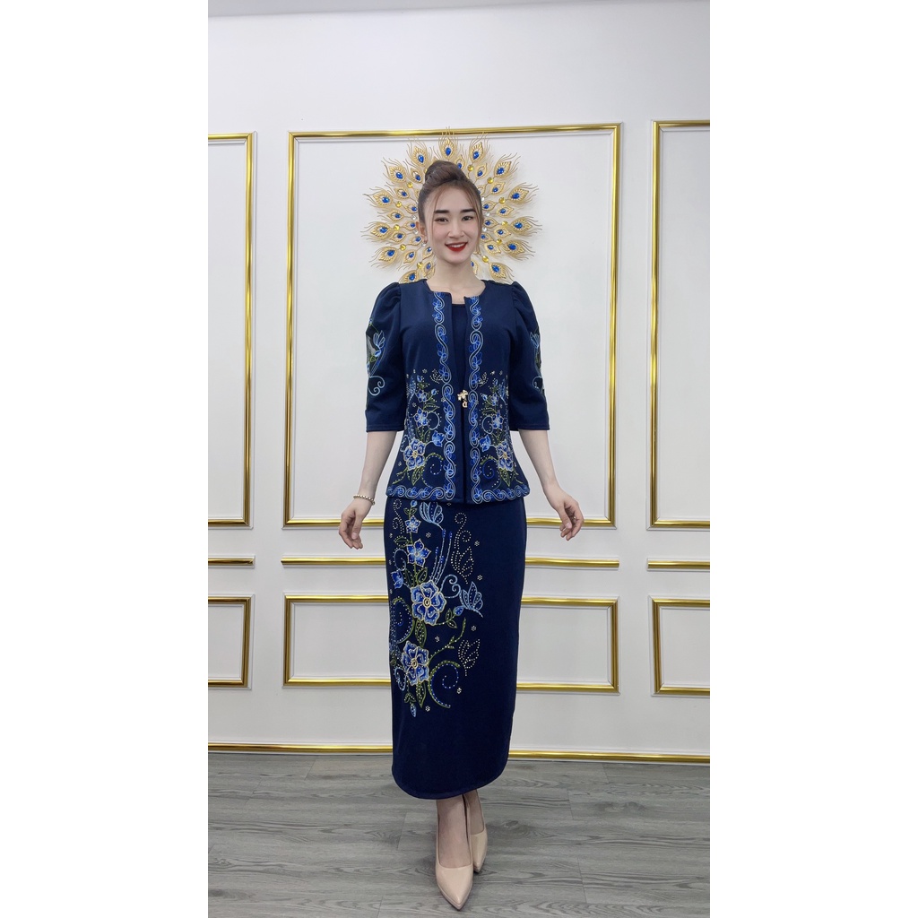 ĐẦM VEST TRUNG NIÊN THÊU 3D DÀNH CHO MẸ