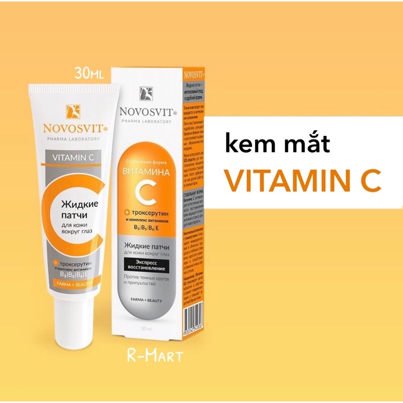 Kem xoá quầng thâm mắt Novosvit Vitamin C, kem xoá nhăn, nâng cơ cho vùng da quanh mắt của Nga 30ml