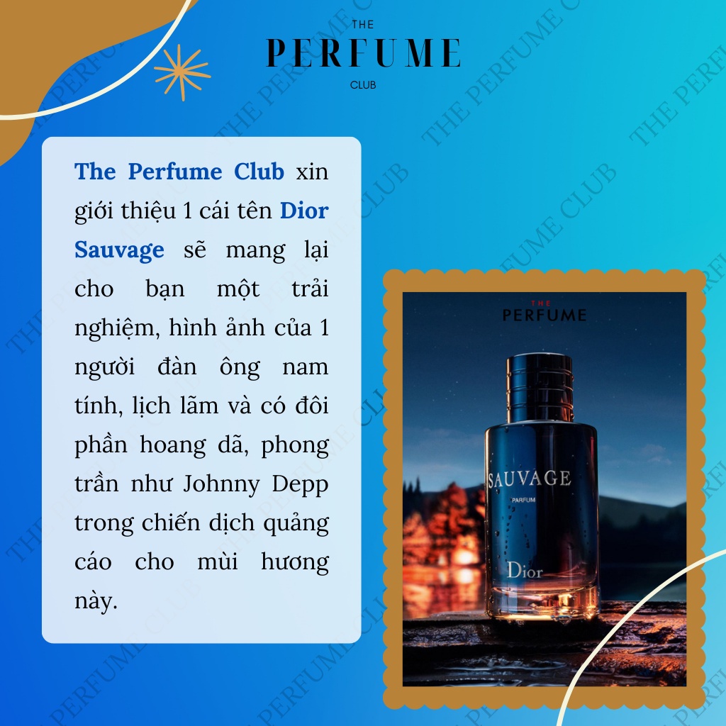 Nước Hoa Nam Dior Sauvage EDP Cao Cấp Lưu Hương Lâu - Dầu Thơm Mạnh Mẽ Sang Trọng 100ml