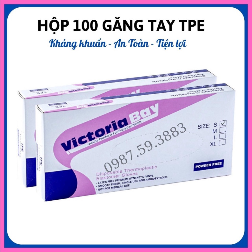 (Combo) 100 Găng Tay Nấu Ăn Siêu Dai Victoria Bay Chất Liệu Tpe Không Mùi Găng Tay Làm Bếp .Đtbx