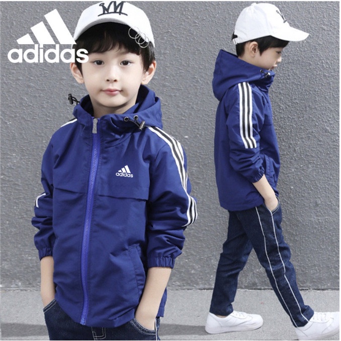 Áo Khoác Thể Thao Adidas Chống Gió / Chống Thấm Nước Chất Lượng Cao Cho Bé Trai 3-15 Tuổi