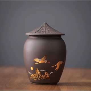 Hũ trà gốm nâu - M1
