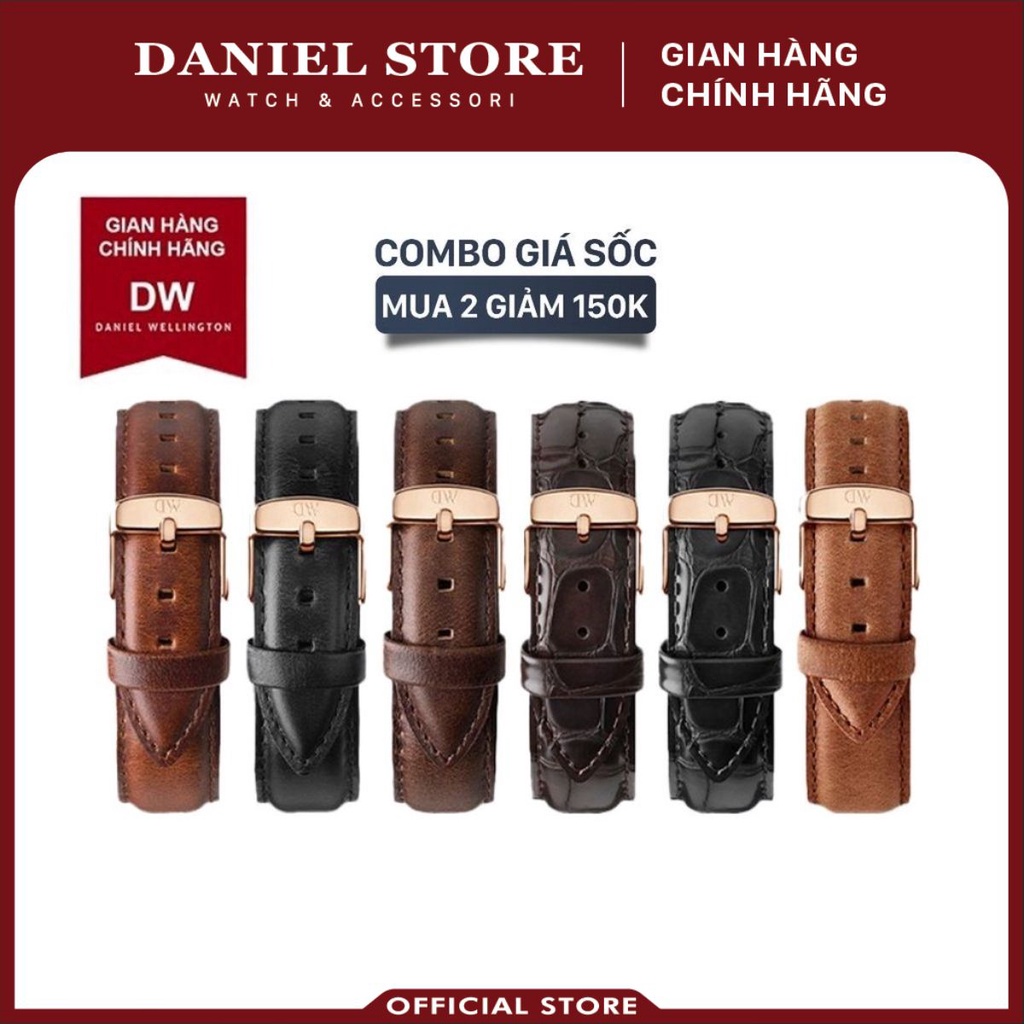 Dây Đồng Hồ Da Nam Nữ Daniel Welington Khóa Vàng & Bạc Đủ Size DW Chính Hãng - Daniel Store