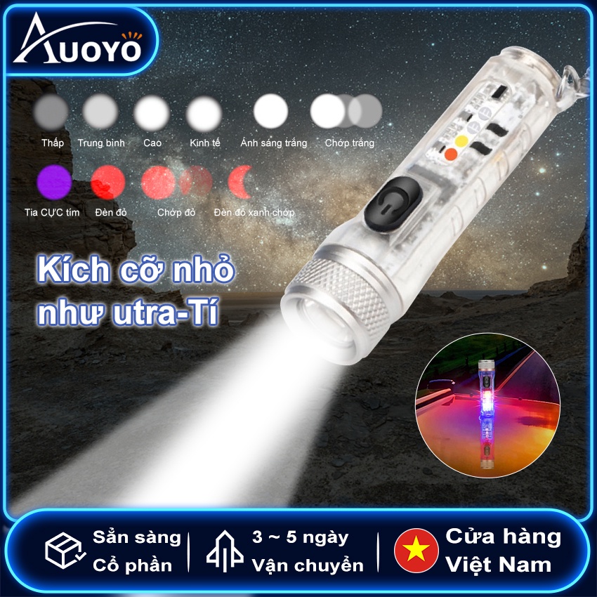 Đèn pin mini Auoyo EDCctn sạc lại với cổng USB chất lượng cao