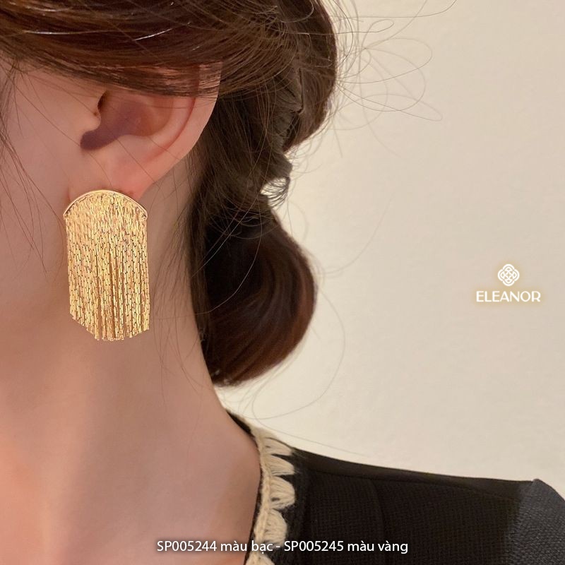 Bông tai nữ chuôi bạc 925 Eleanor Accessories dáng dài tua rua phụ kiện trang sức 5244