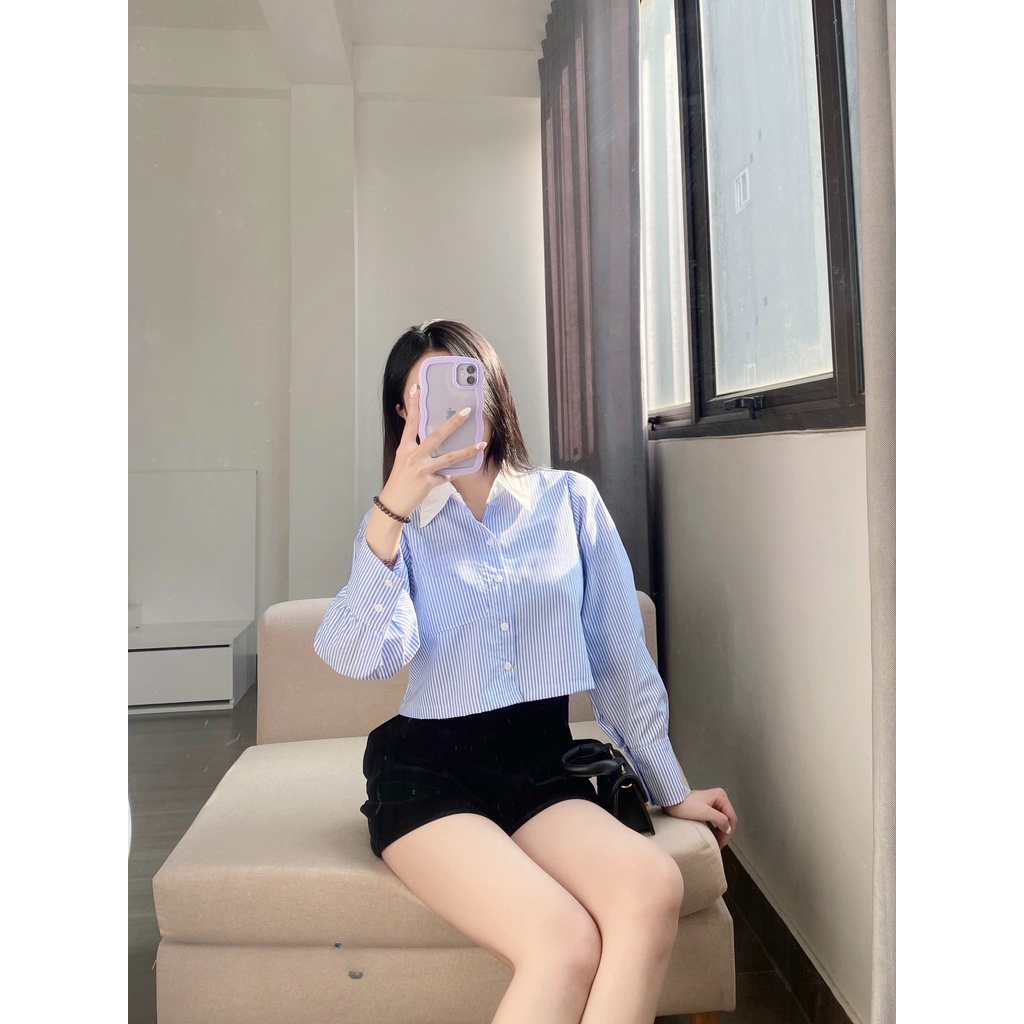 Áo sơ mi croptop dáng ngắn thời trang chuẩn hàng loại 1