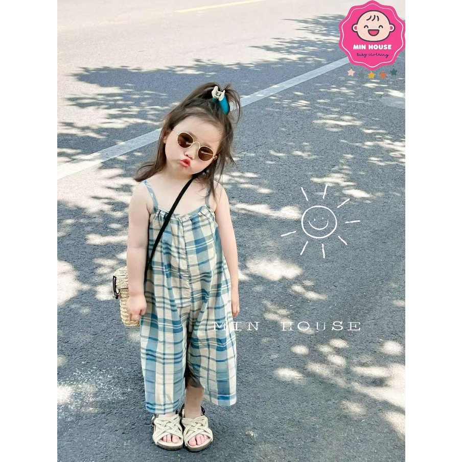 (10-20kg) Set jum 2 dây họa tiết kẻ caro cho bé gái diện hè, đi biển, đi chơi