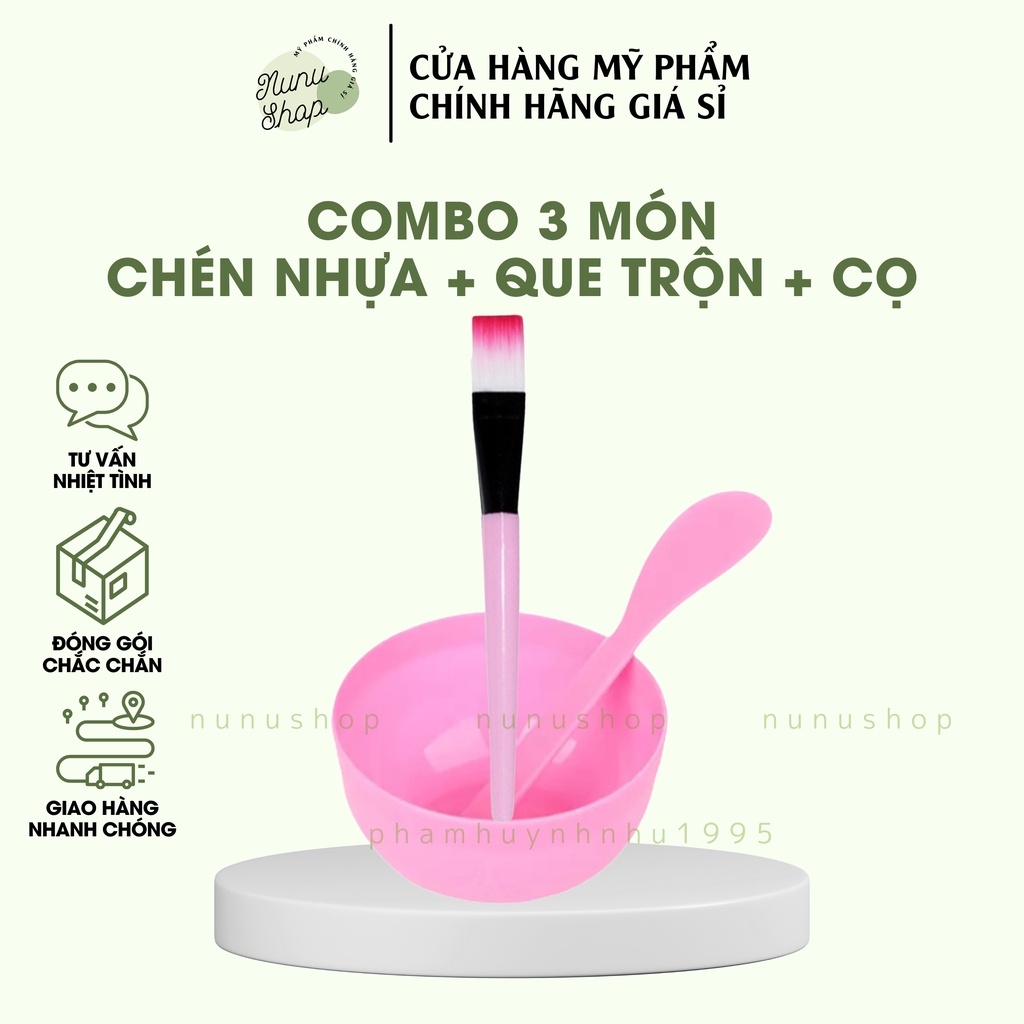 Bộ 3 Món Đắp Mặt Nạ Tiện Dụng (gồm : 1 chén nhựa + 1 que + 1 cọ)