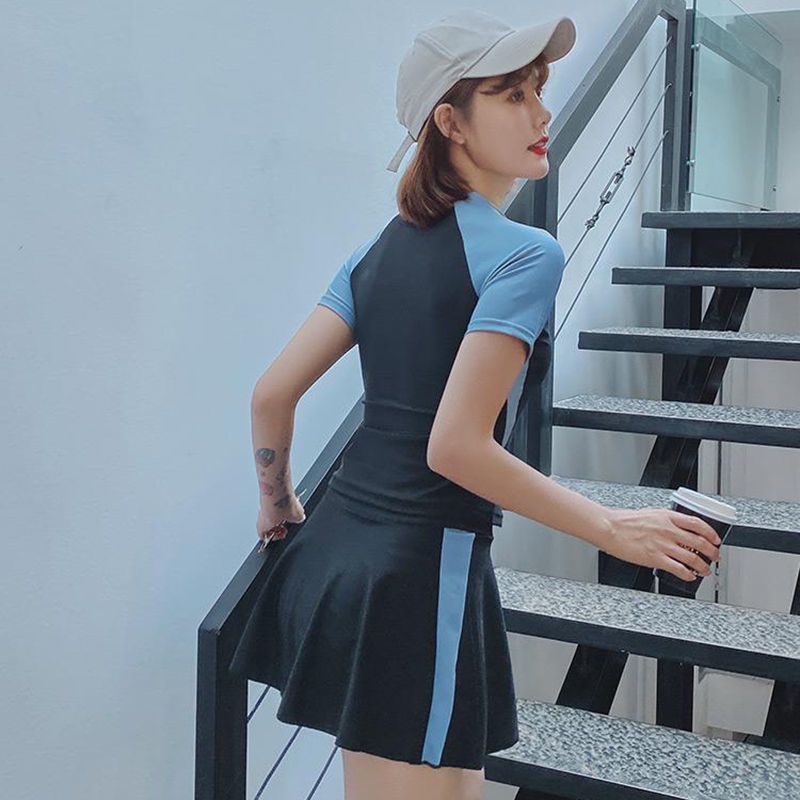 Đồ bơi nữ kín đáo tay ngắn- Bikini đi biển 2 mảnh áo tắm có tay váy xoè- đồ bơi học sinh nữ | BigBuy360 - bigbuy360.vn