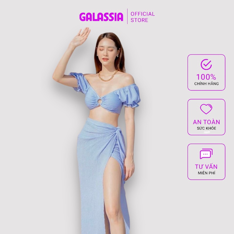 Bikini set đồ bơi nữ kín đáo 3 mảnh kèm khăn choàng tắm biển sexy mùa hè Galassia | BigBuy360 - bigbuy360.vn