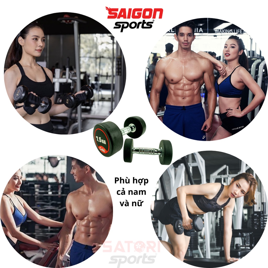 Bộ 2 tạ tay tập Gym 7,5kg nhập khẩu Jodan lõi thép bọc cao su cao cấp. Tạ đơn tập tay đa năng - SAIGON SPORT