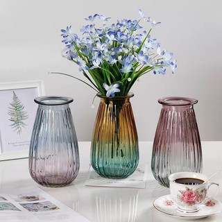 Bình hoa thuỷ tinh sọc nhiều màu (cao 20-22cm)