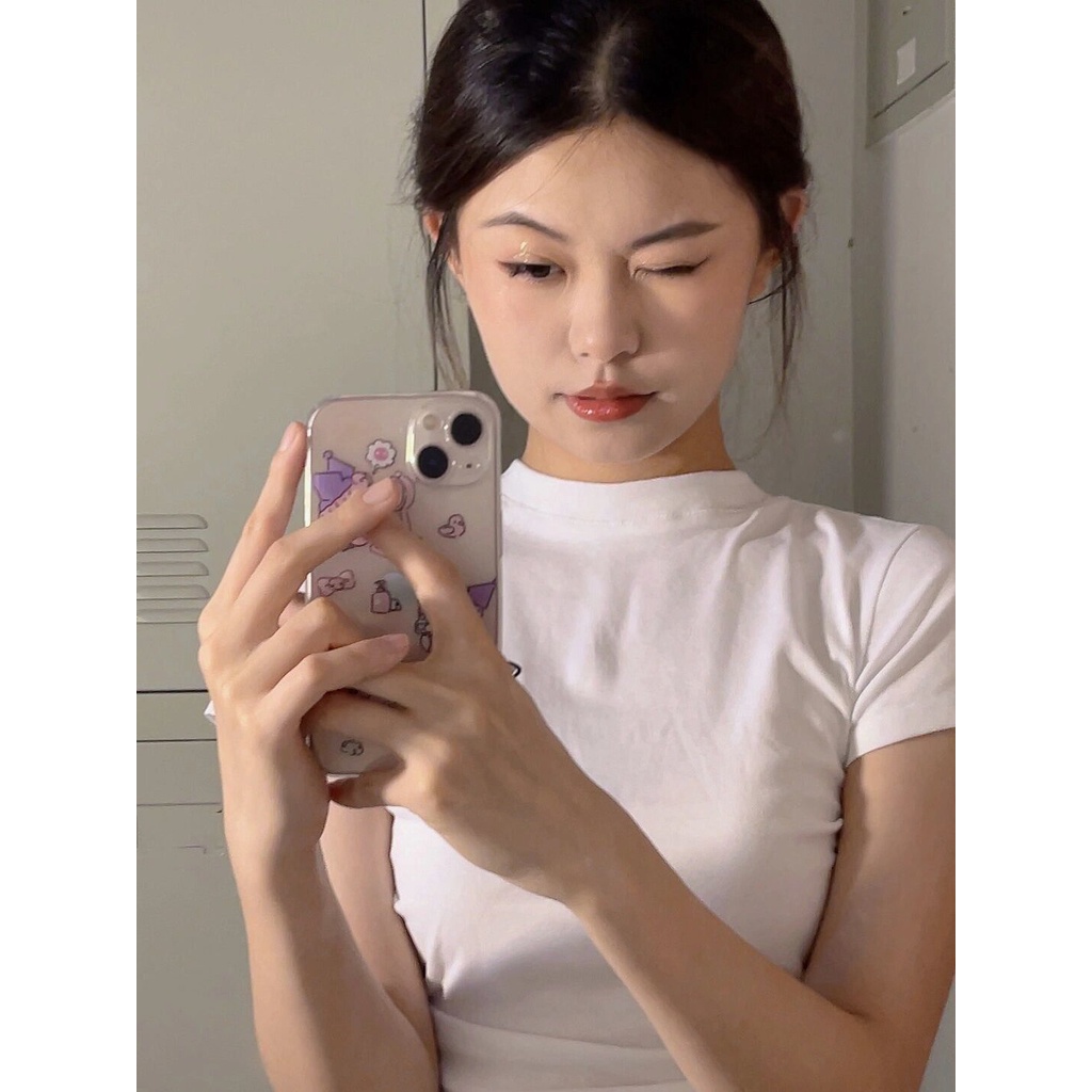 COZOK Áo Thun Ngắn Tay Cổ Cao Dáng Ôm Thời Trang Mùa Hè Giản Dị