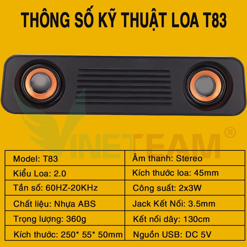 Loa vi tính siêu trầm đa phương tiện Vinetteam T83  cho máy tính và các thiết bị đa phương tiện khác...dc4882