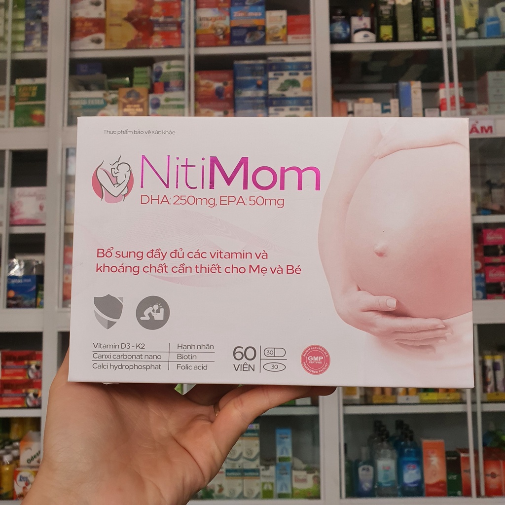 NitiMom - GIẢM NGHÉN THAI KỲ, bổ sung Canxi, Vitamin và Khoáng chất (hộp 60 viên)