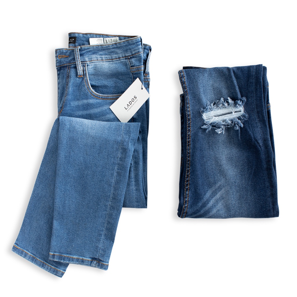 Quần jean nam cao cấp form đẹp,rách gối LADOS-4073 không xù lông, bay màu sale