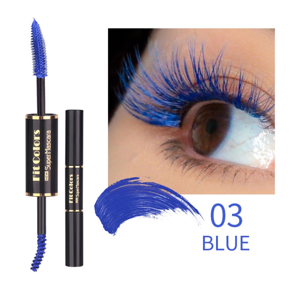 Mascara Hai Đầu 5 Màu Sắc Tùy Chọn Chống Thấm Nước Nhanh Khô Uốn Cong Làm Dài Lông Mi Trang Điểm Màu Xanh Dương Tím