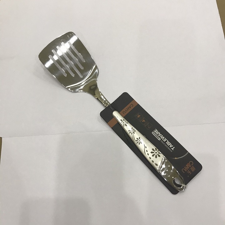 Muôi Vá Múc Canh Bộ 4 Món Xẻng - Muôi - Vá - Sạn Inox 304 Cao Cấp, Chắc Chắn - Họa Tiết Cán Hoa