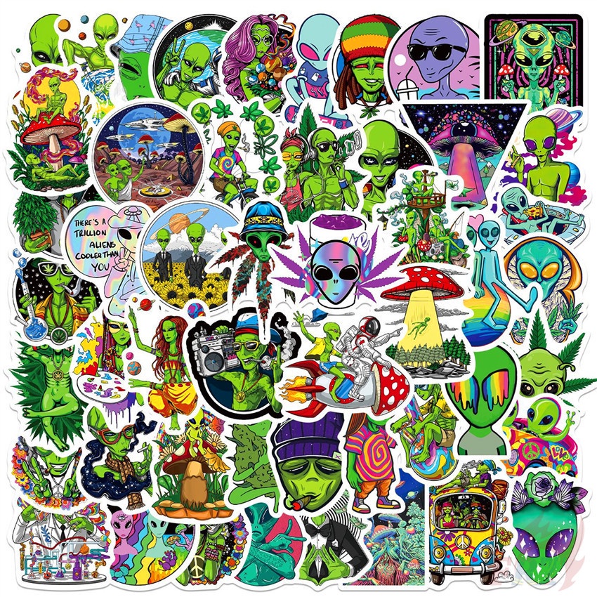 ❉ Sticker Dán Trang Trí Hình Người Ngoài Hành Tinh Vui Nhộn Series 01 ❉ Bộ 50 Sticker Chống Thấm Nước Xinh Xắn Dùng Trong Trang Trí