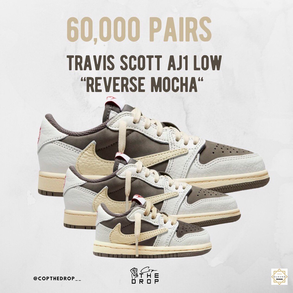Giày Sneaker Travis Scott x Air Jordan 1 Low Reverse Mocha Màu Nâu Trắng Cổ Thấp Siêu Phong Cách Clever Man Store