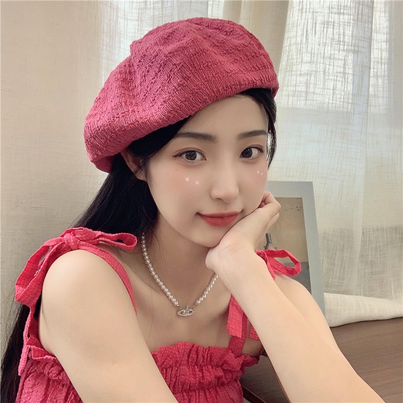 HMH®Mũ beret chất liệu độc đáo form ôm dễ phối đồ phong cách retro cá tính xuân hè cho nữ