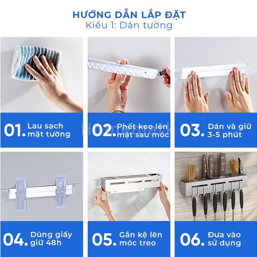 Kệ Để Dao Thớt Inox Dán Tường, Giá Để Đồ Dùng Nhà Bếp Đa Năng Chất Liệu Inox Không Gỉ Siêu Bền Chắc