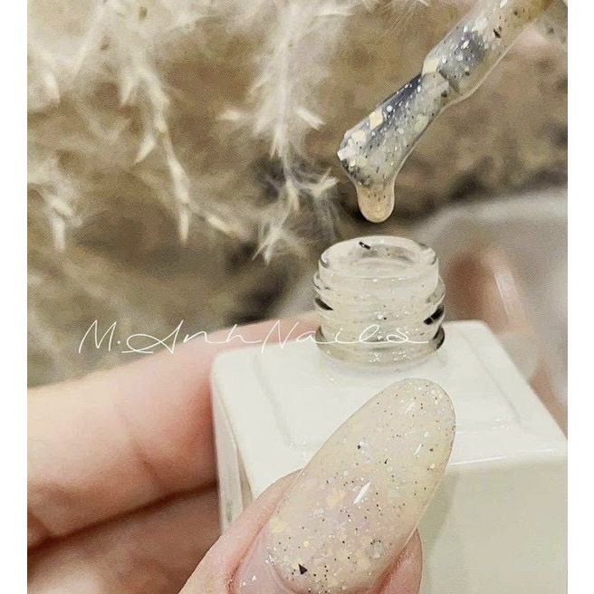 Sơn gel nhũ khổng tước màu trắng ngà, vàng, tím trang trí móng, phụ kiện nail