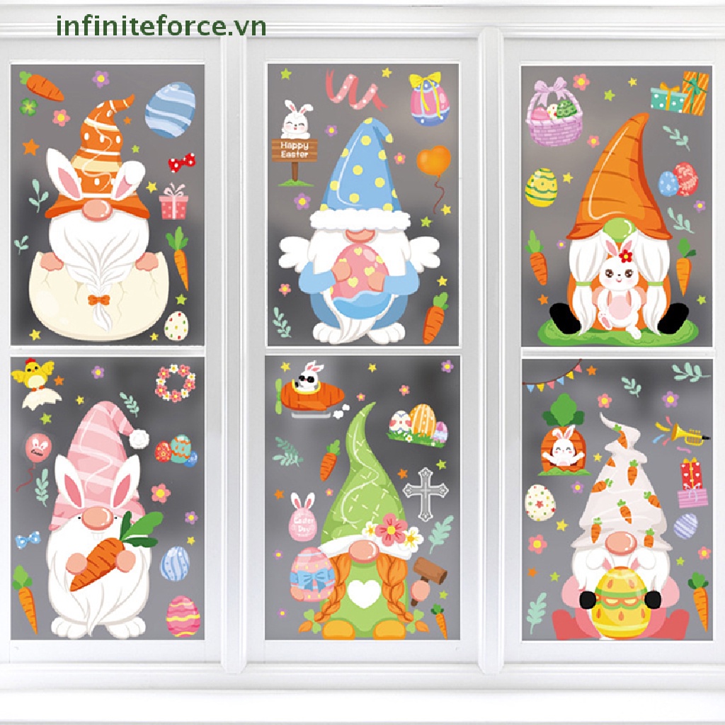 1 Sticker Dán Cửa Kính Hình Thỏ Và Trứng Phục Sinh Kích Thước 20X30Cm