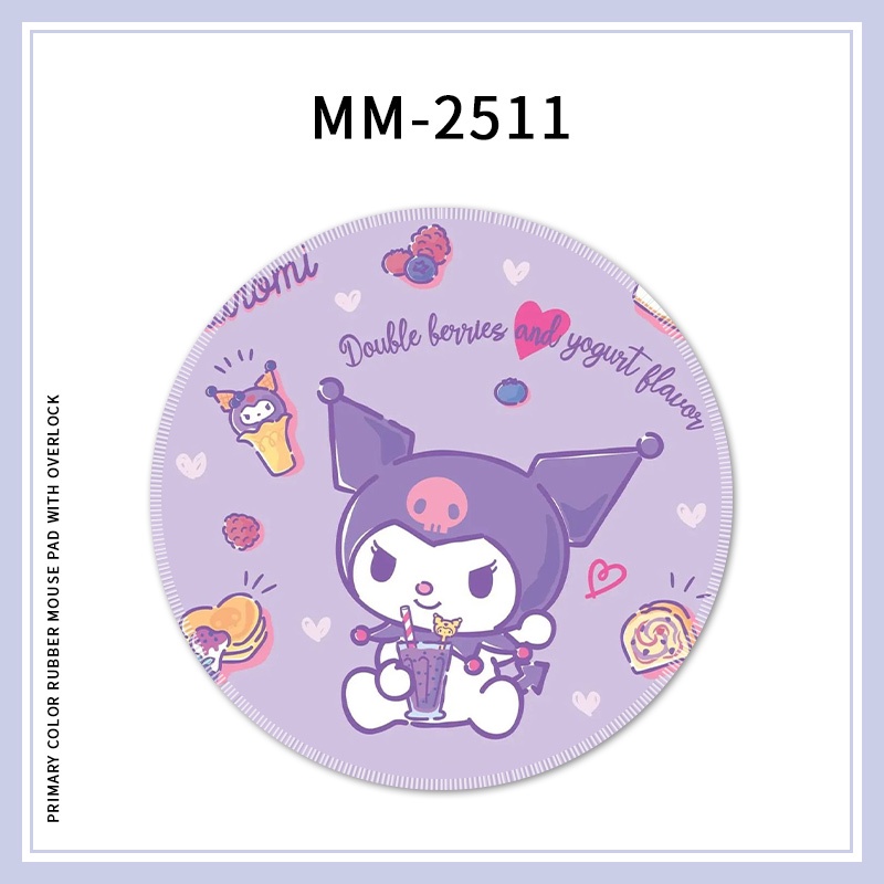 Tấm Lót Chuột Máy Tính Hình Tròn Bằng Cao Su Chống Trượt Họa Tiết Hoạt Hình Kuromi Dễ Thương